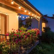 Solight LED venkovní balkonový řetěz s žárovkami, 10 žárovek, 5m+3m, 500lm, teplá bílá Náhled