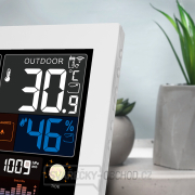 Solight meteostanice, extra velký barevný LCD, teplota, vlhkost, tlak, RCC, USB nabíjení, bílá Náhled