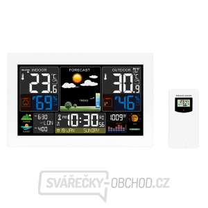 Solight meteostanice, extra velký barevný LCD, teplota, vlhkost, tlak, RCC, USB nabíjení, bílá gallery main image