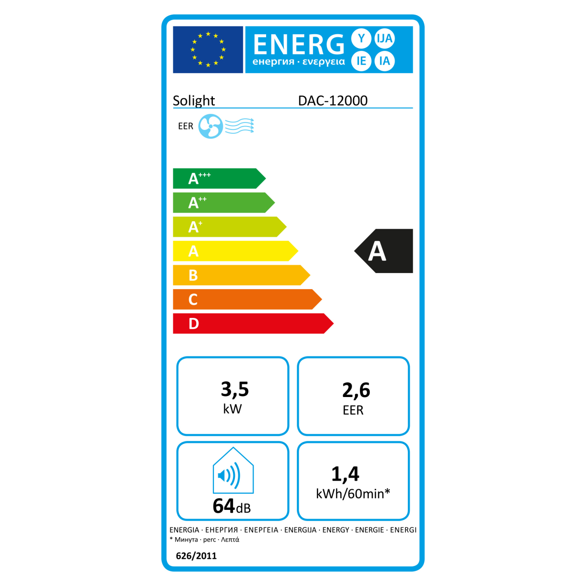 Levně Solight mobilní klimatizace 12000 BTU, smart WiFi, chlazení, odvlhčování, ventilátor DAC-12000