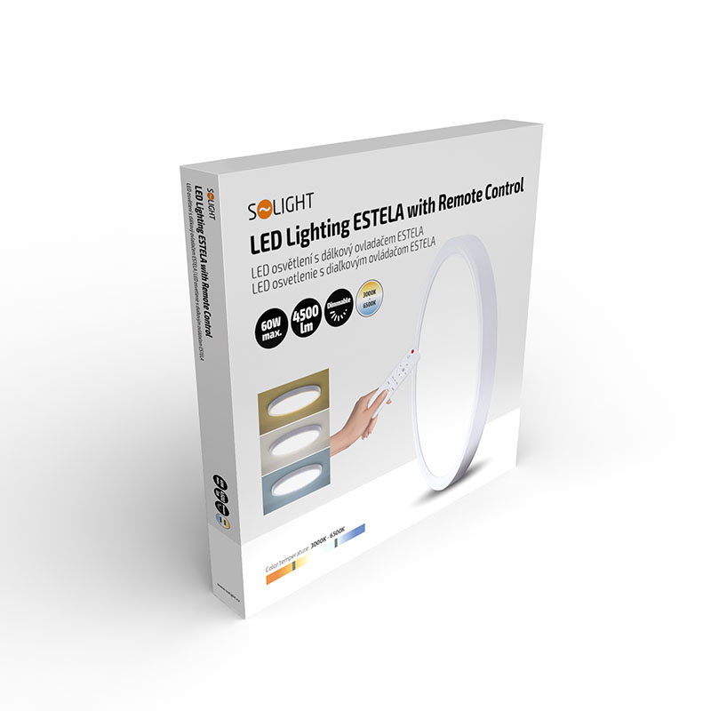 Levně Solight LED osvětlení s dálkovým ovladačem Estela White, 60W, 4500lm, 50cm, změna chromatičnosti, stmívatelné WO8021