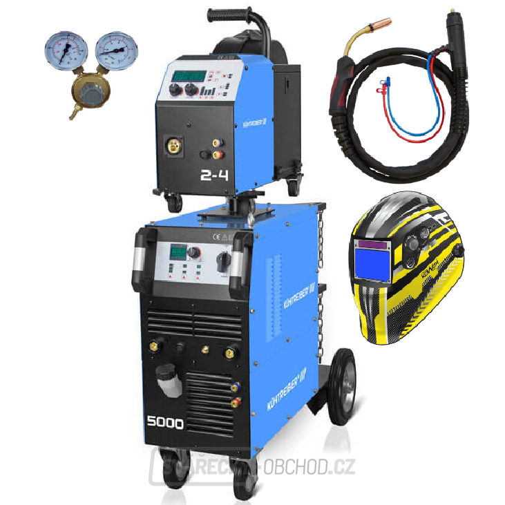 Invertorová svářečka KITin 5000 WS Multi MIG - synergické a manuální ovládání - V2 + Hořák + red. Ventil + Kukla