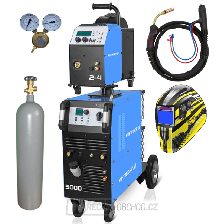 Invertorová svářečka KITin 5000 WS Multi MIG - synergické a manuální ovládání - V2 + Hořák + red. ventil + kukla + co2 l