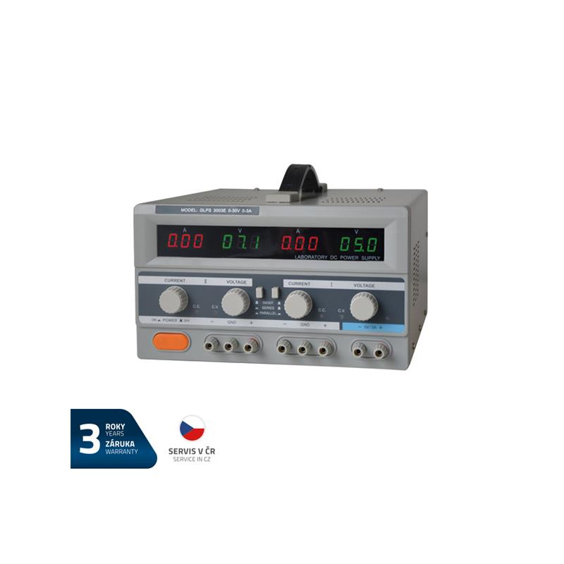 Zdroj laboratorní GETI GLPS 3003E  2x0-30V/ 0-3A+ (5V-3A)