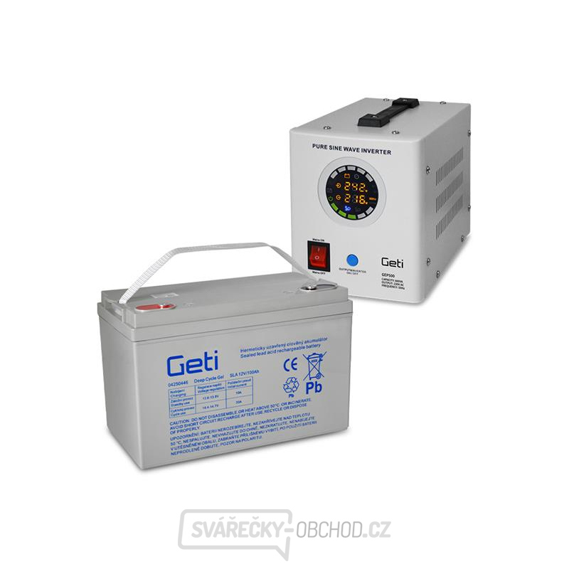 Zdroj záložní GETI GEP500 sinus 500W + baterie 100Ah gallery main image