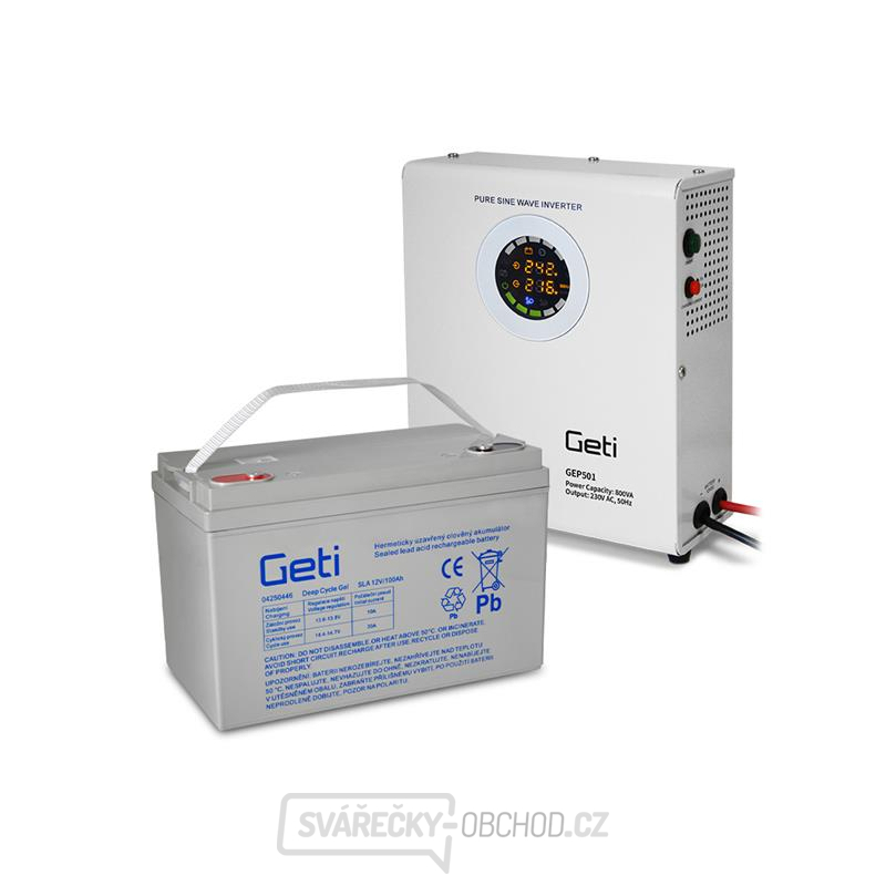 Zdroj záložní GETI GEP501 sinus 500W nástěnný + baterie 100Ah gallery main image