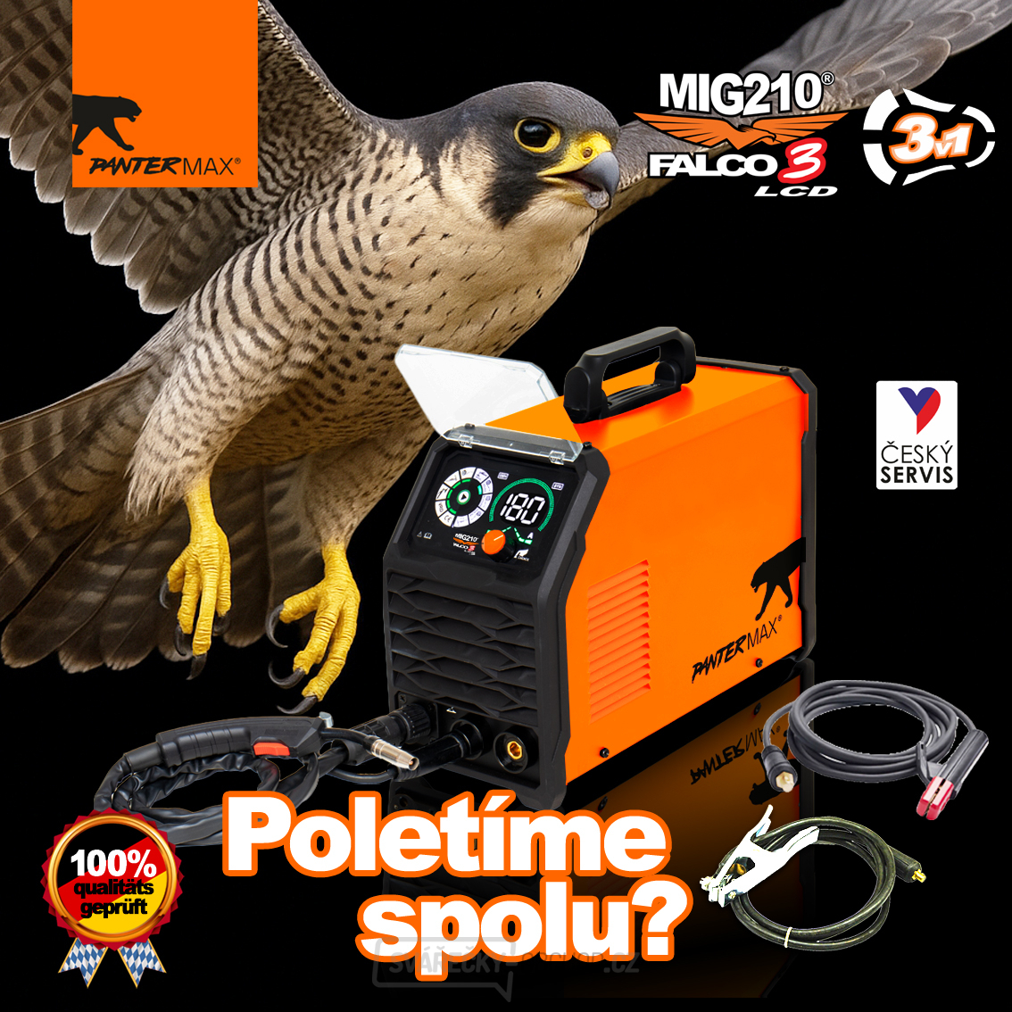 PANTERMAX Svářecí invertor MIG210FALCO® 3 LCD (MIG/MMA/TIG)