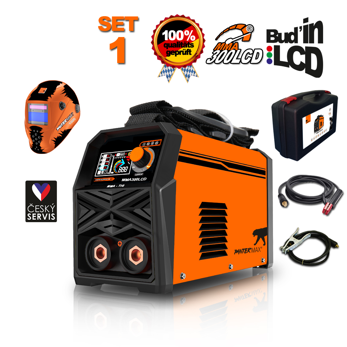 Levně PANTERMAX Svářecí invertor MMA300LCD SET1 (MMA/TIG) PMMMA300LCD_S01