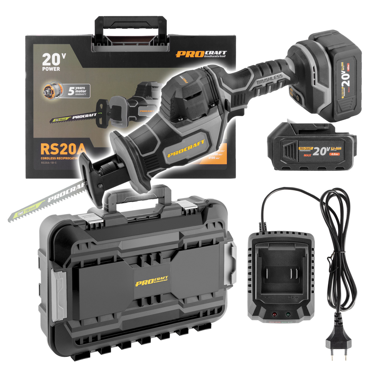 Levně Aku pila ocaska Procraft Industrial RS20A-1B-C | RS20A-1B-C RS20A-1B-C