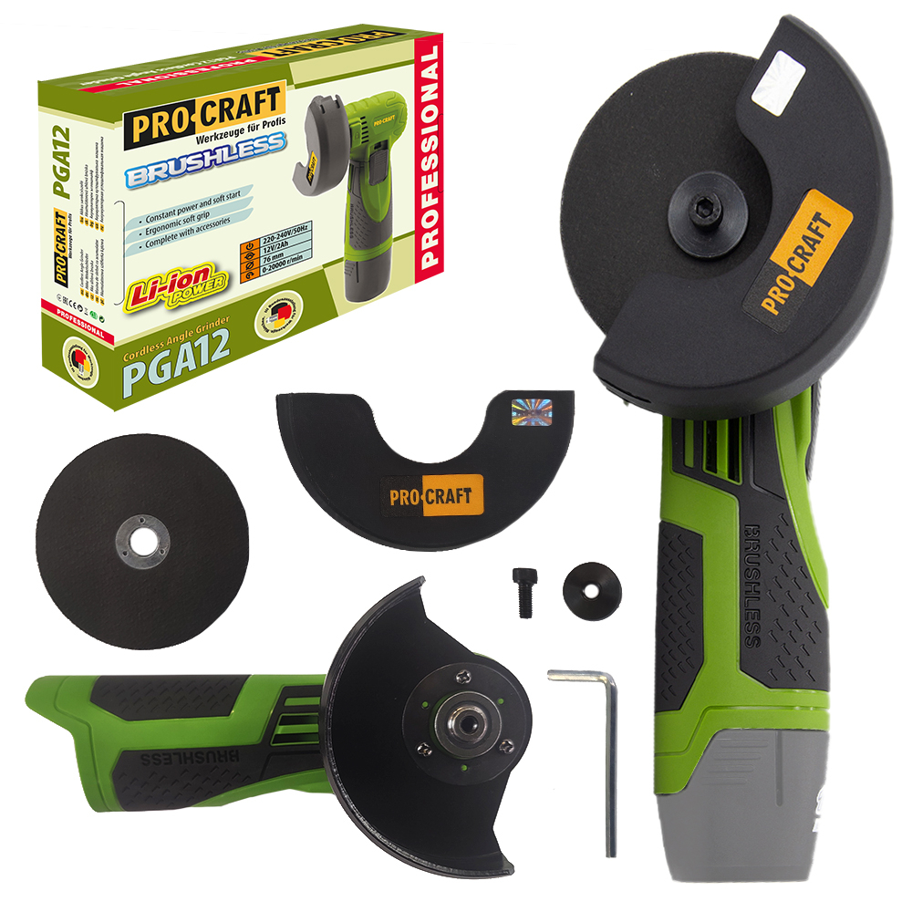 Aku mini úhlová bruska Procraft PGA12 (bez baterie a nabíječky), 76mm | PGA12-BB PGA12-BB