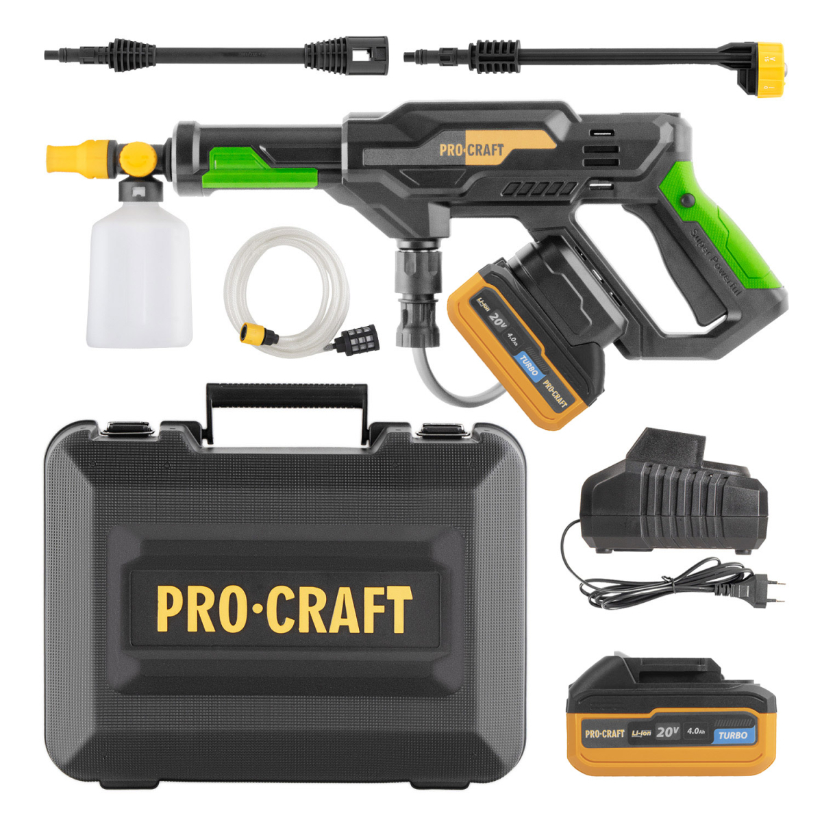 Sada aku tlaková myčka Procraft CW20 + baterie 20/4 a nabíječka 20/1 | SCW20 SCW20