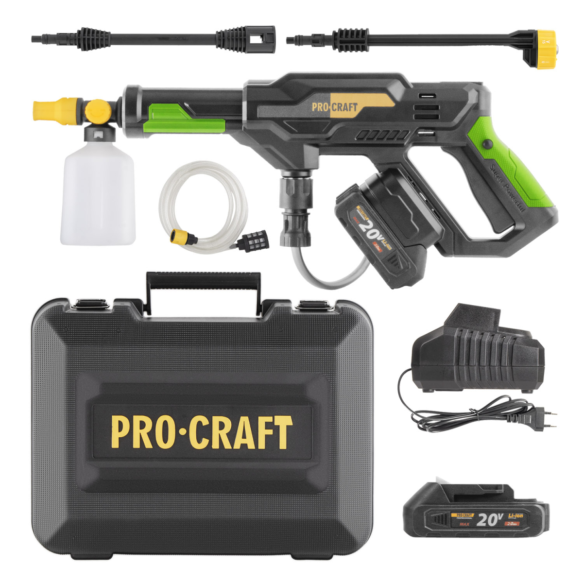 Sada aku tlaková myčka Procraft CW20 + baterie 20/2A a nabíječka 20/1 | SCW20/20-2A SCW20/20-2A
