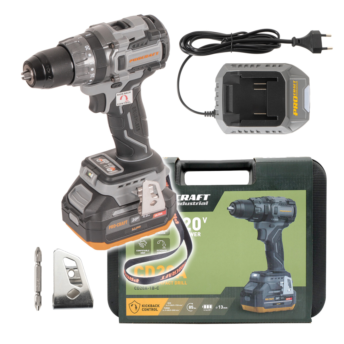 Levně Aku vrtací šroubovák Procraft Industrial CD20A | CD20A-1b-c CD20A-1b-c