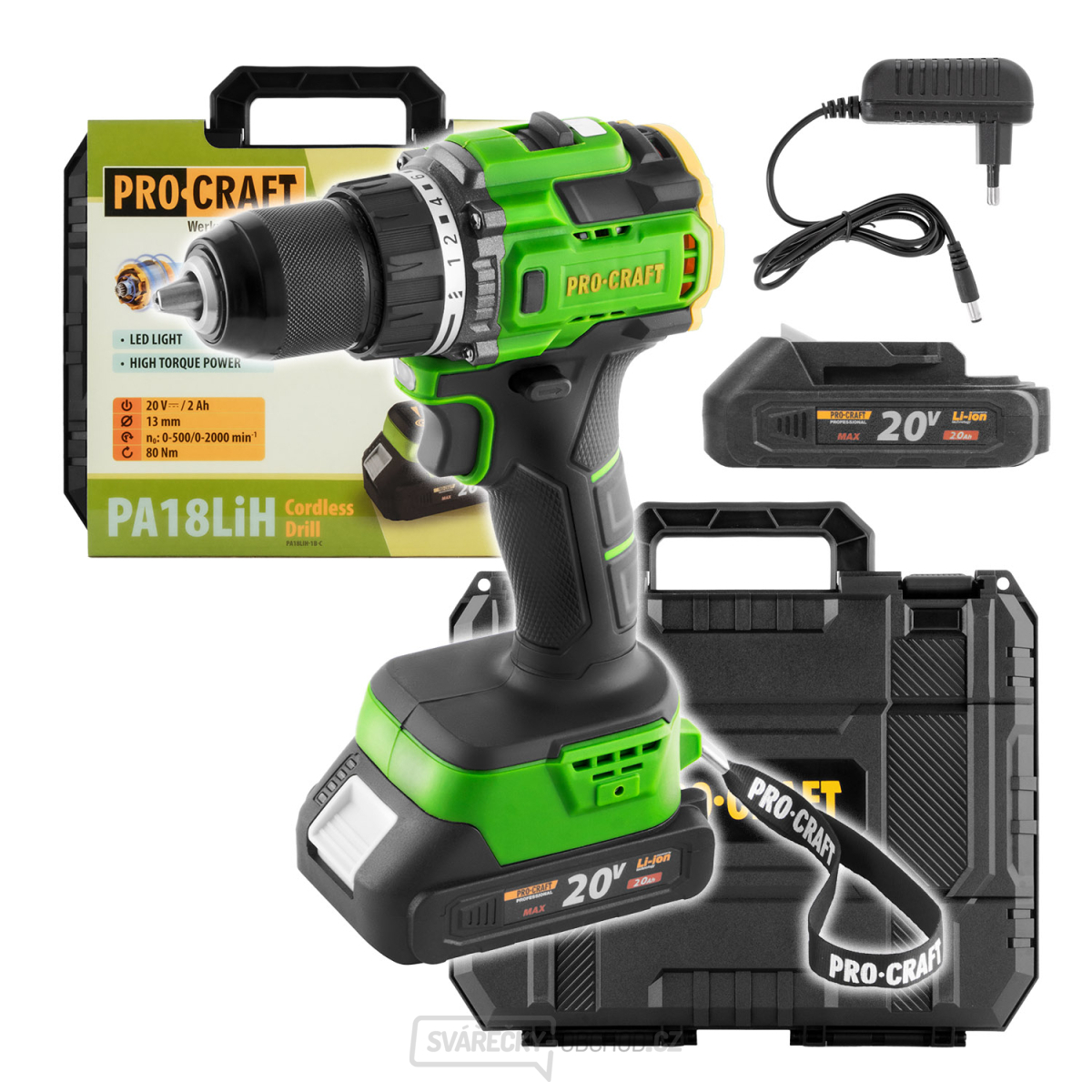 Aku vrtací šroubovák Procraft PA18LiH | PA18LiH-1B-C