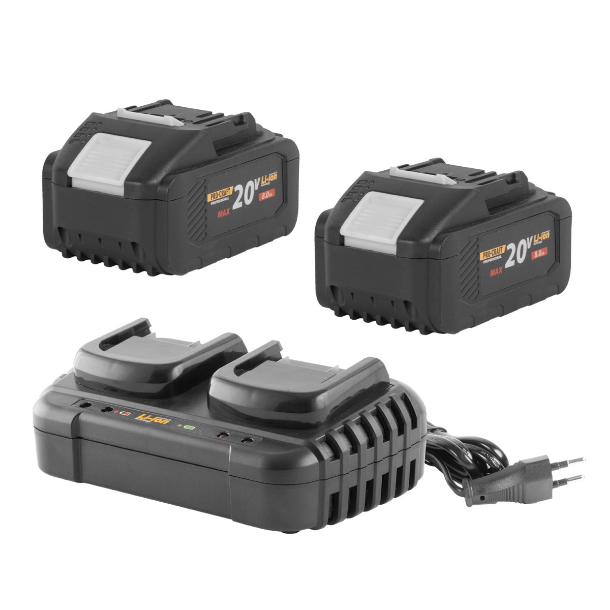 Sada aku dvě baterie Procraft 20/8 + nabíječka Procraft 20/2 | S2x20/8-20/2 S2x20/8-20/2