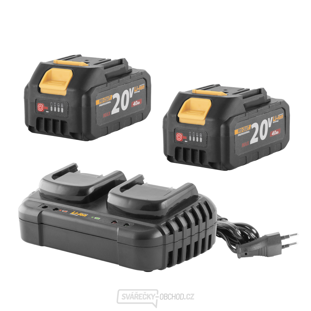 Sada dvě baterie 20V 4Ah Procraft 20/4 ATA-40B a nabíječka na dvě baterie 20/2 | S2x20/4ATA-40B-20/2
