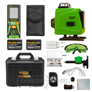 Laser zelený liniový, křížový samonivelační Procraft LE-4G + laserový měřič vzdálenosti PLDM120 | SPLDM120/LE-4G gallery main image
