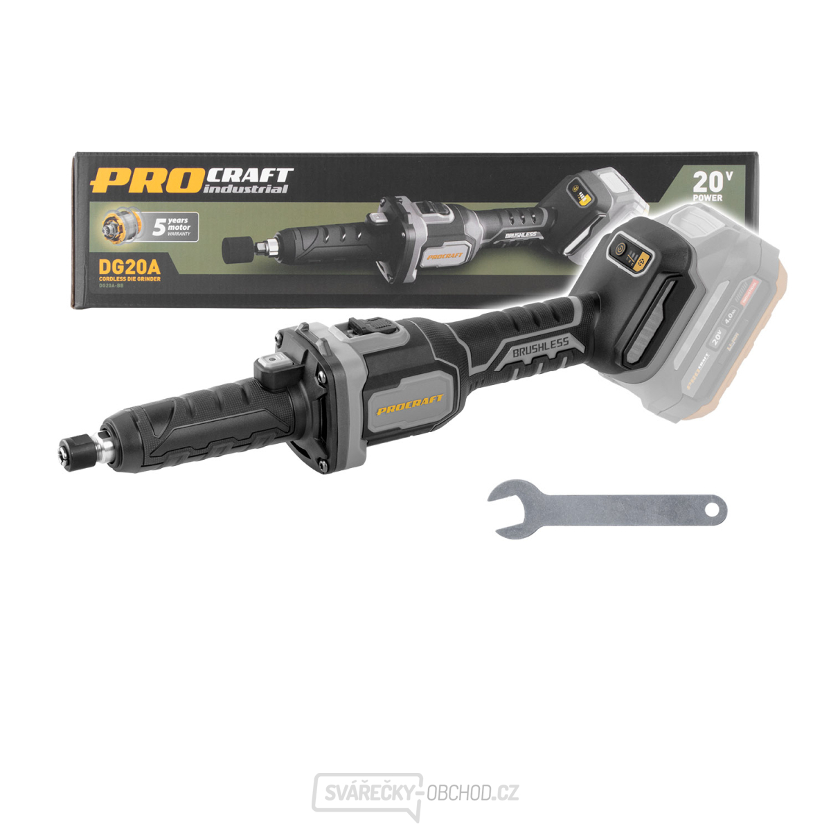 Aku přímá bruska Procraft Industrial DG20A-BB (bez baterie a nabíječky) | DG20A-BB 