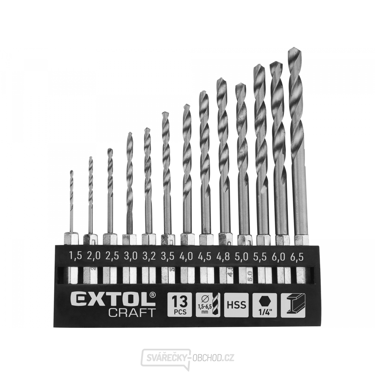 Vrtáky HEX do kovu se šestihrannou stopkou, 1,5-6,5mm - 13ks