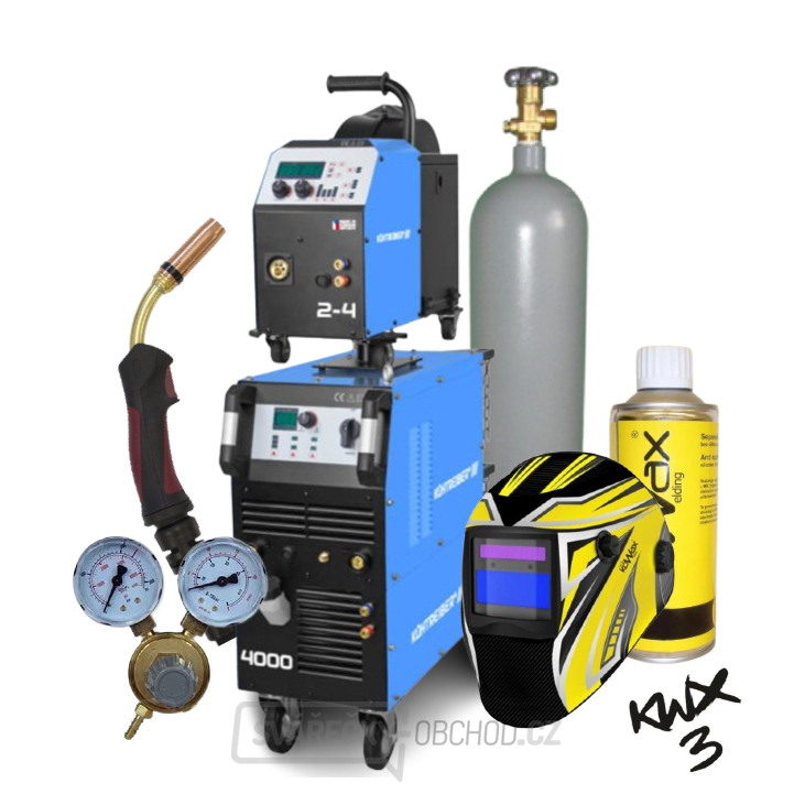 Invertor KITIN 4000SW SYNERGIC + Podavač KITin 2-4EW Synergic + Propoj 5mW + Hořák + Kukla + r. ventil + Co2 láhev plná 