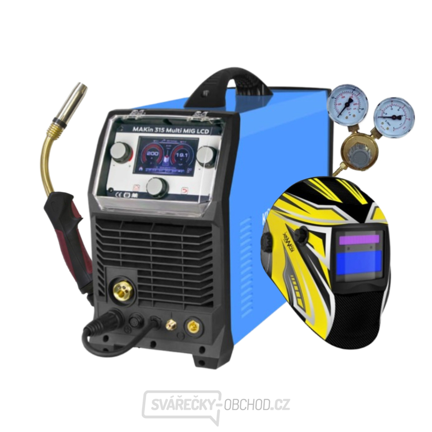 invertor MAKin 315 Multi MIG LCD + Hořák + Kukla + red. Ventil