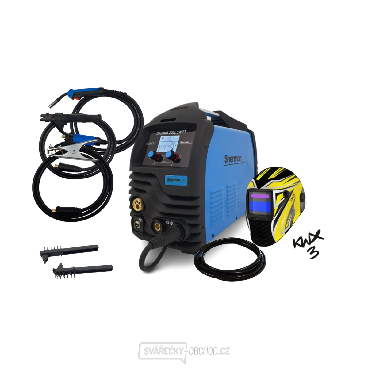 Sherman Synergická invertorová svářečka DIGIMIG 203L SWIFT + Hořák MIG + Kabely + Kukla + Hadice