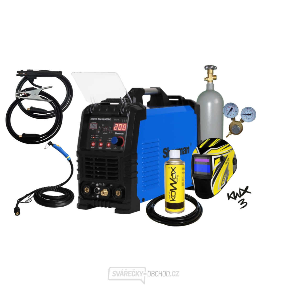 DIGITIG 204 QUATTRO + Kabely + Hořáky + Kukla + Hadice + Láhev Co2 plná + R. Ventil + Sprej