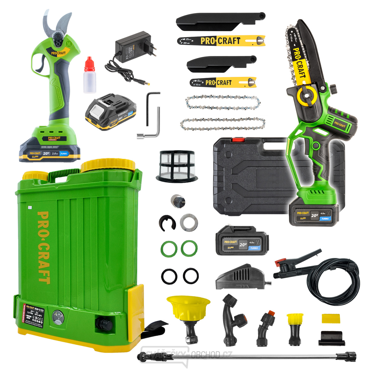 Aku zahradní sada: postřikovač AS20-12, nůžky ES28Li a pilka PKA32Li | SAS20-12/ES28Li/PKA32Li