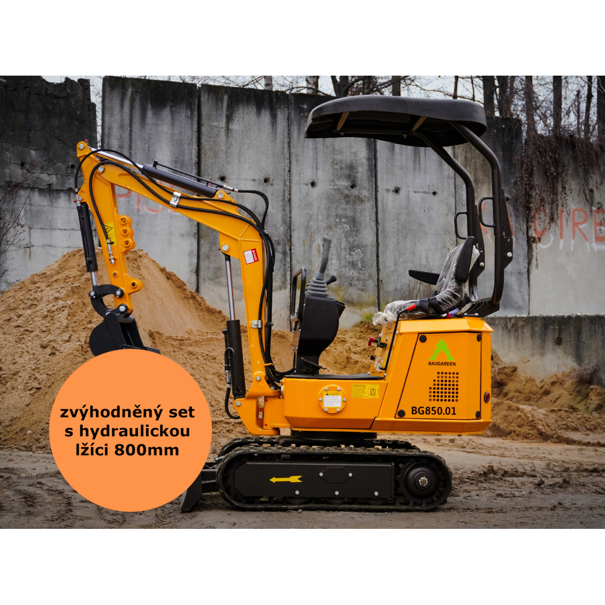 Minibagr Baugarden BG850.01 B&S zvýhodněný set s hydraulickou lžíci 800mm 8001BG085001BSSET02