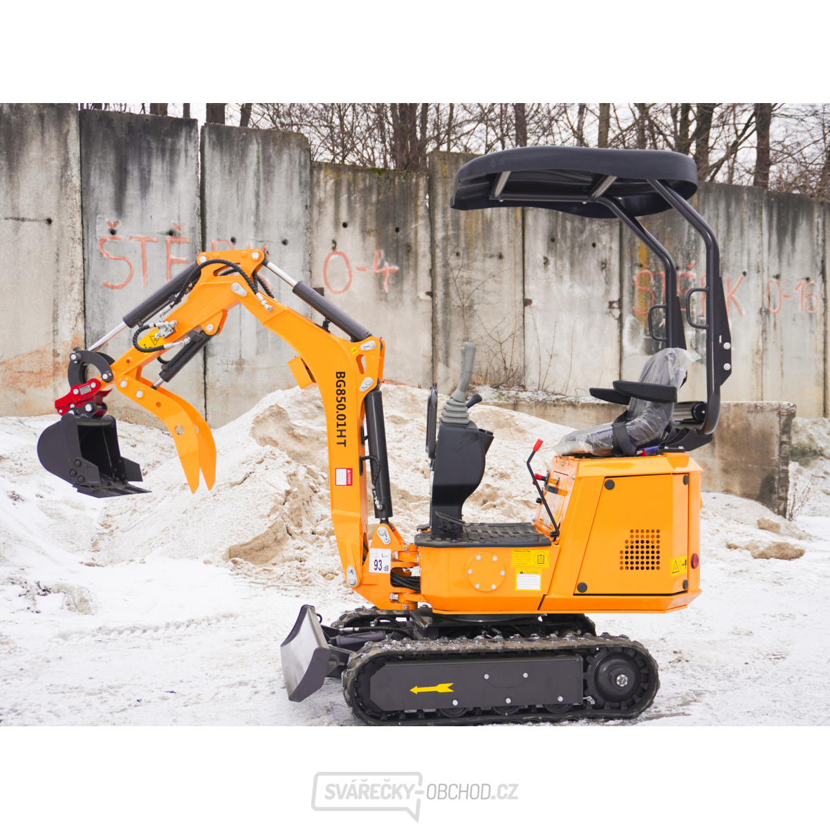 Minibagr Baugarden BG850.01 HT lžíce 400mm, rychloupínák PÁKOVÝ, hydraulický PALEC