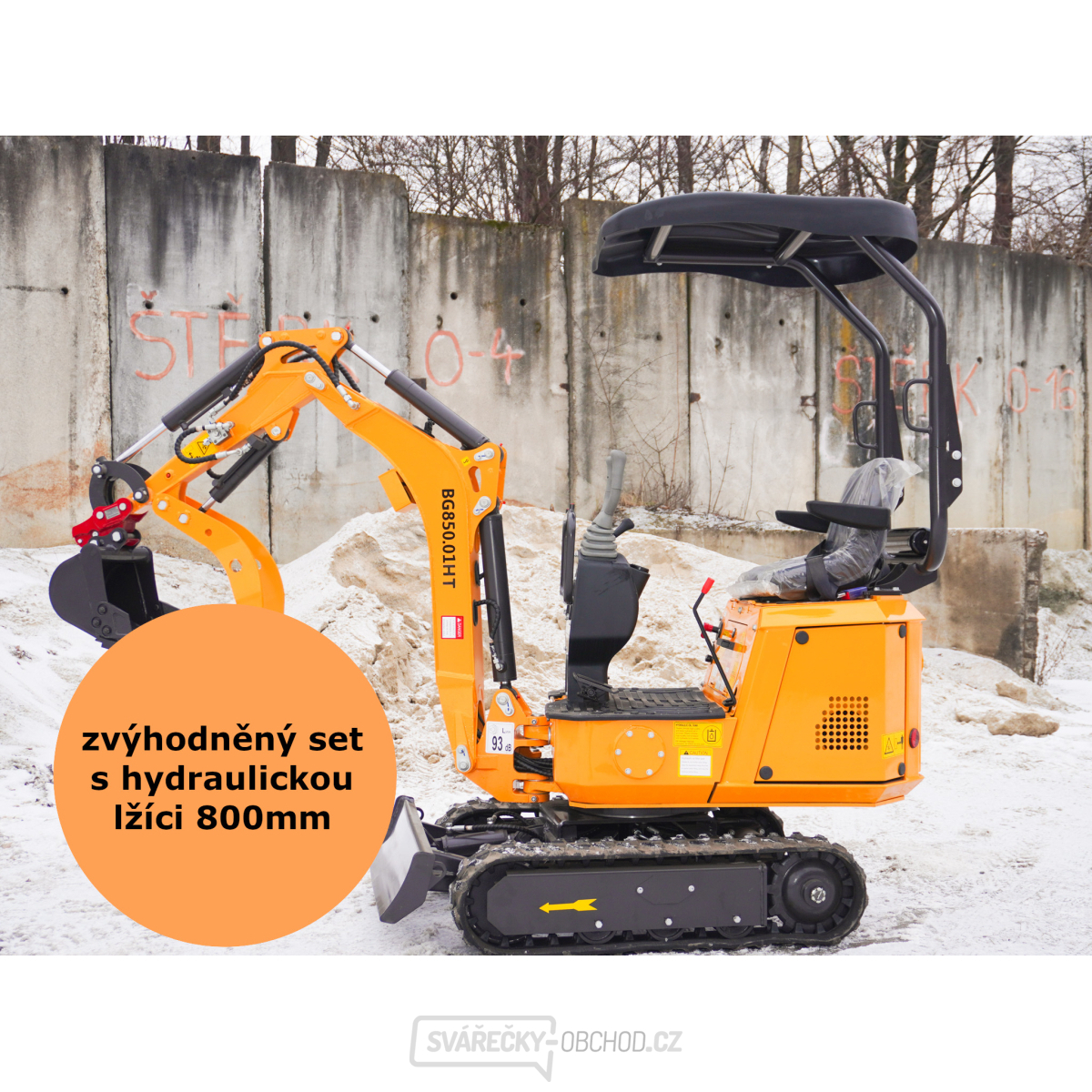 Minibagr Baugarden BG850.01 HT zvýhodněný set s hydraulickou lžíci 800mm