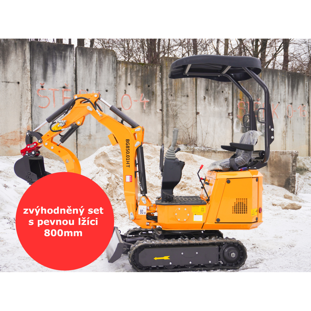 Minibagr Baugarden BG850.01 HT zvýhodněný set s pevnou lžíci 800mm 8001BG085001HTSET01
