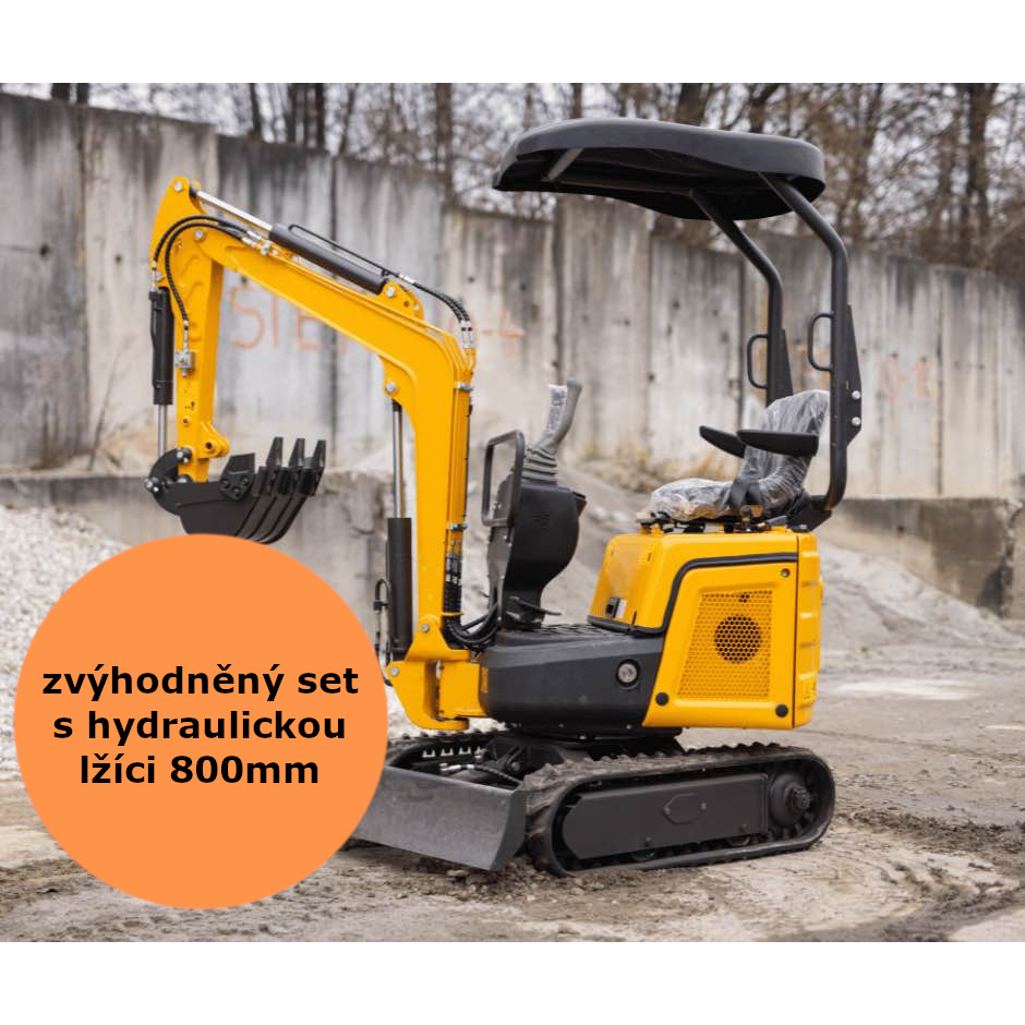 Minibagr Baugarden BG910.01 zvýhodněný set s hydraulickou lžíci 800mm 8001BG091001SET02