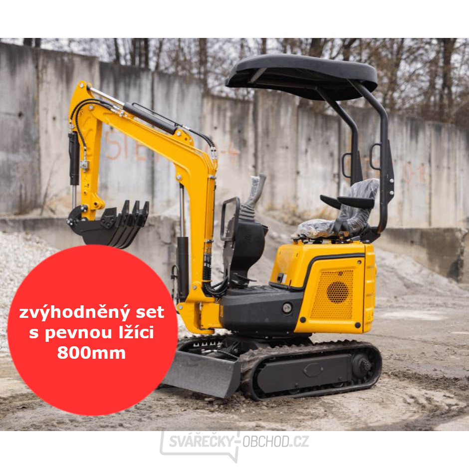 Minibagr Baugarden BG910.01 zvýhodněný set s pevnou lžíci 800mm