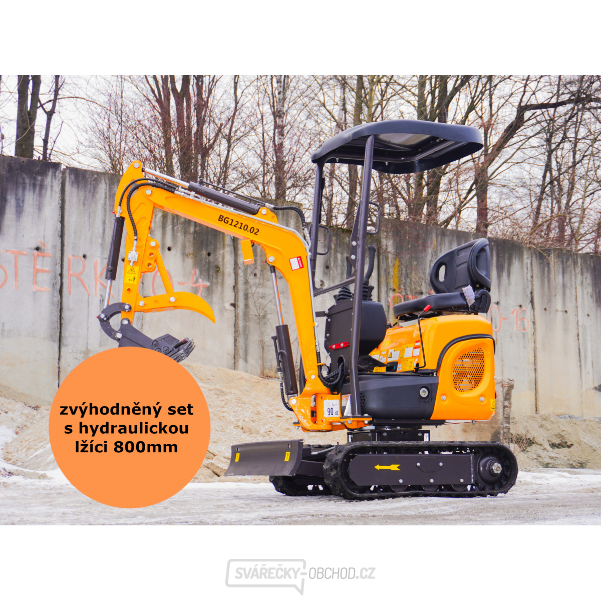 Minibagr Baugarden BG1210.02 zvýhodněný set s hydraulickou lžíci 800mm