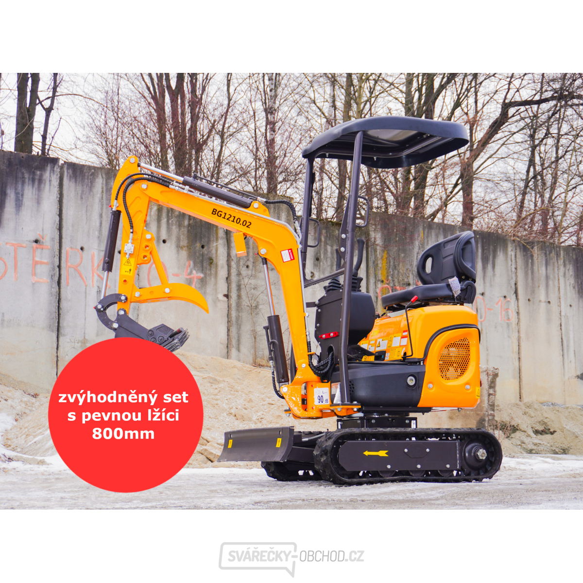 Minibagr Baugarden BG1210.02 zvýhodněný set s pevnou lžíci 800mm