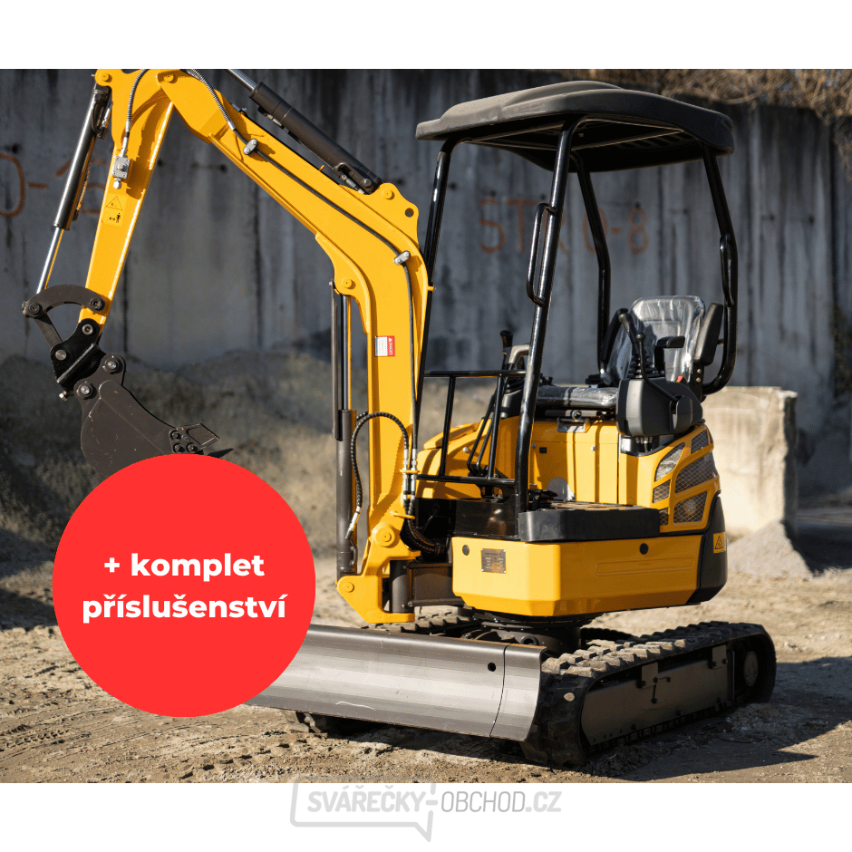 Minibagr Baugarden BG1800.02 zvýhodněný set s pevnou lžíci 1000mm