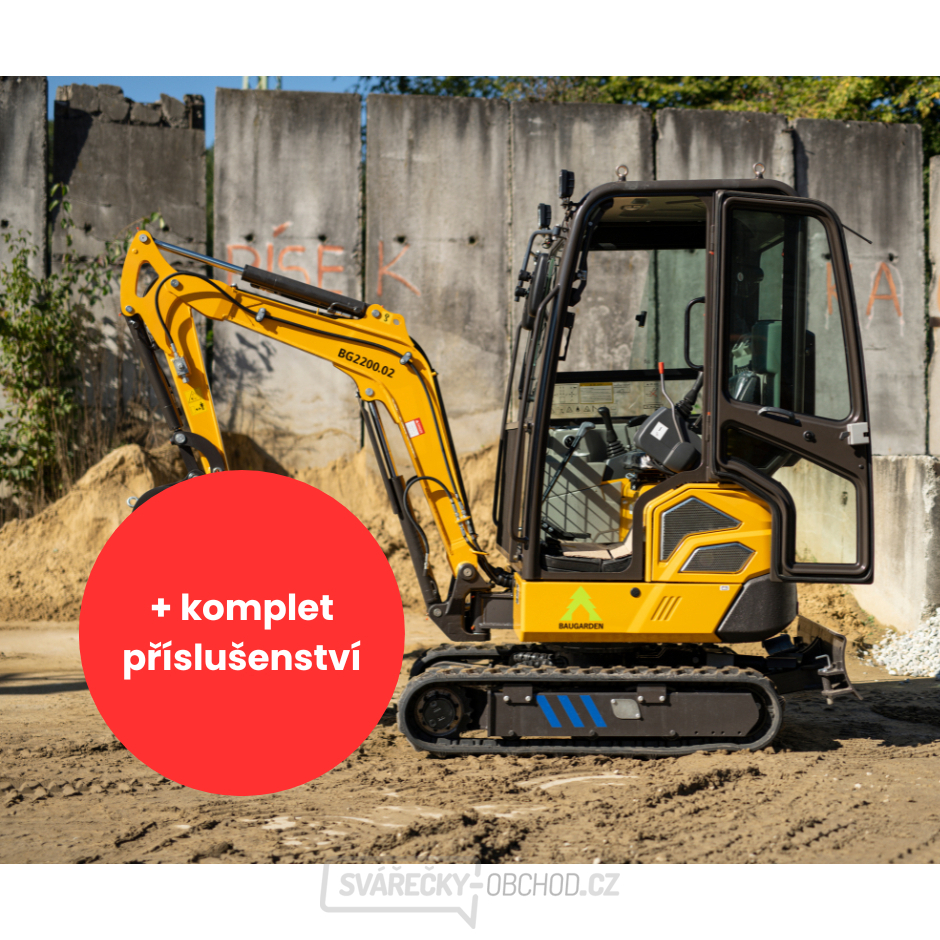 Minibagr Baugarden BG2200.02 zvýhodněný set s pevnou lžíci 1000mm