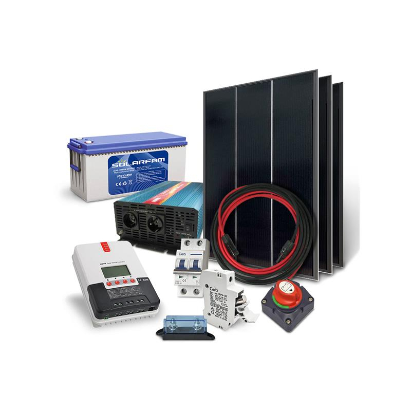 Levně Solární sestava ostrovní SOLARFAM 540Wp, 12V, baterie 200Ah, měnič 230VAC 2000W 04280334