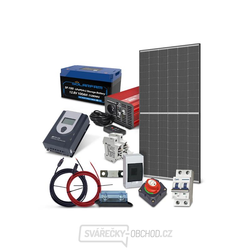 Solární sestava ostrovní TRINA 450Wp, baterie LiFePO4 12V 100Ah, měnič 230VAC 1000W gallery main image