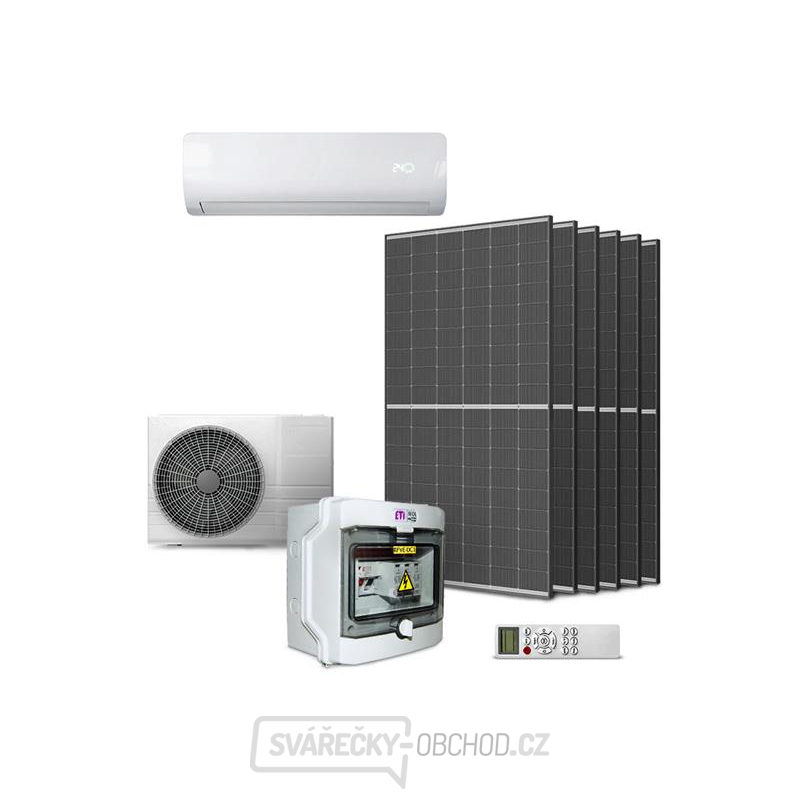 Sada klimatizace GETI GKH12K 3,5kW hybridní, 6x panel 450W, DC rozvaděč gallery main image