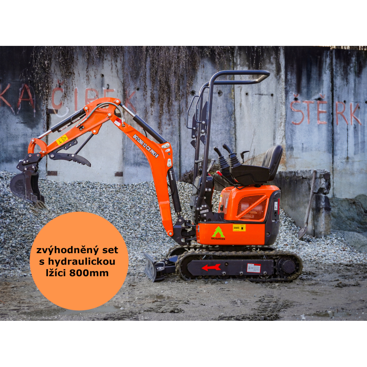 AKCE Minibagr BG1260.12 CX PRO II Kubota zvýhodněný set s hydraulickou lžíci 800mm gallery main image