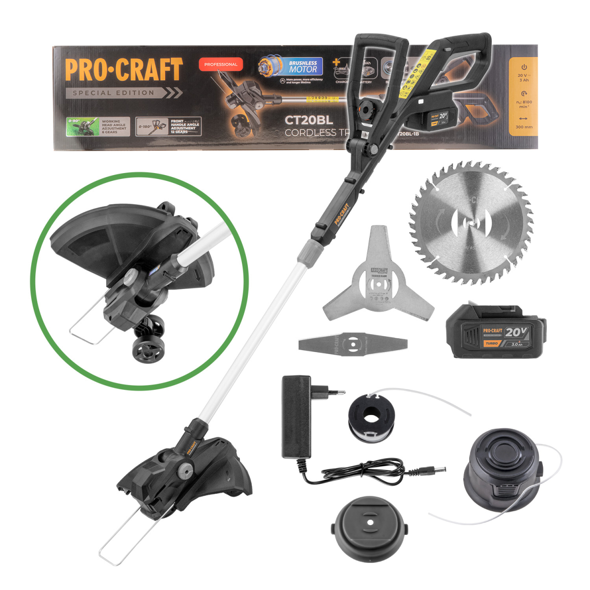 Procraft industrial Aku vyžínač Procraft Special BLACK Edition CT20BL CT20BL