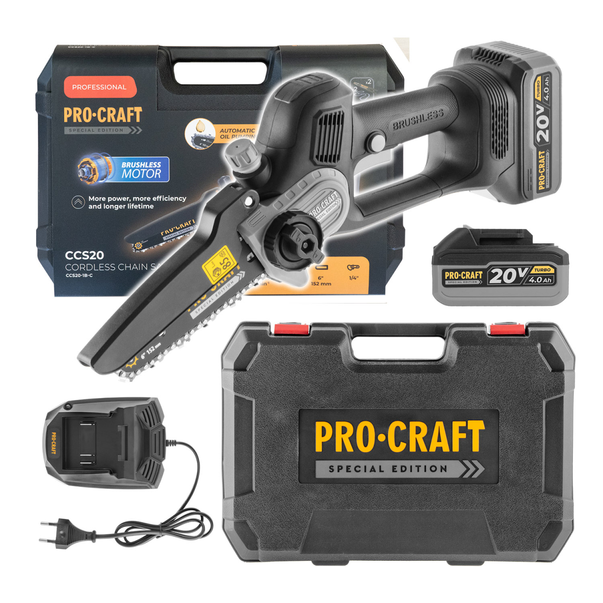 Procraft industrial Aku řetězová pila Procraft Special BLACK Edition CCS20 CCS20