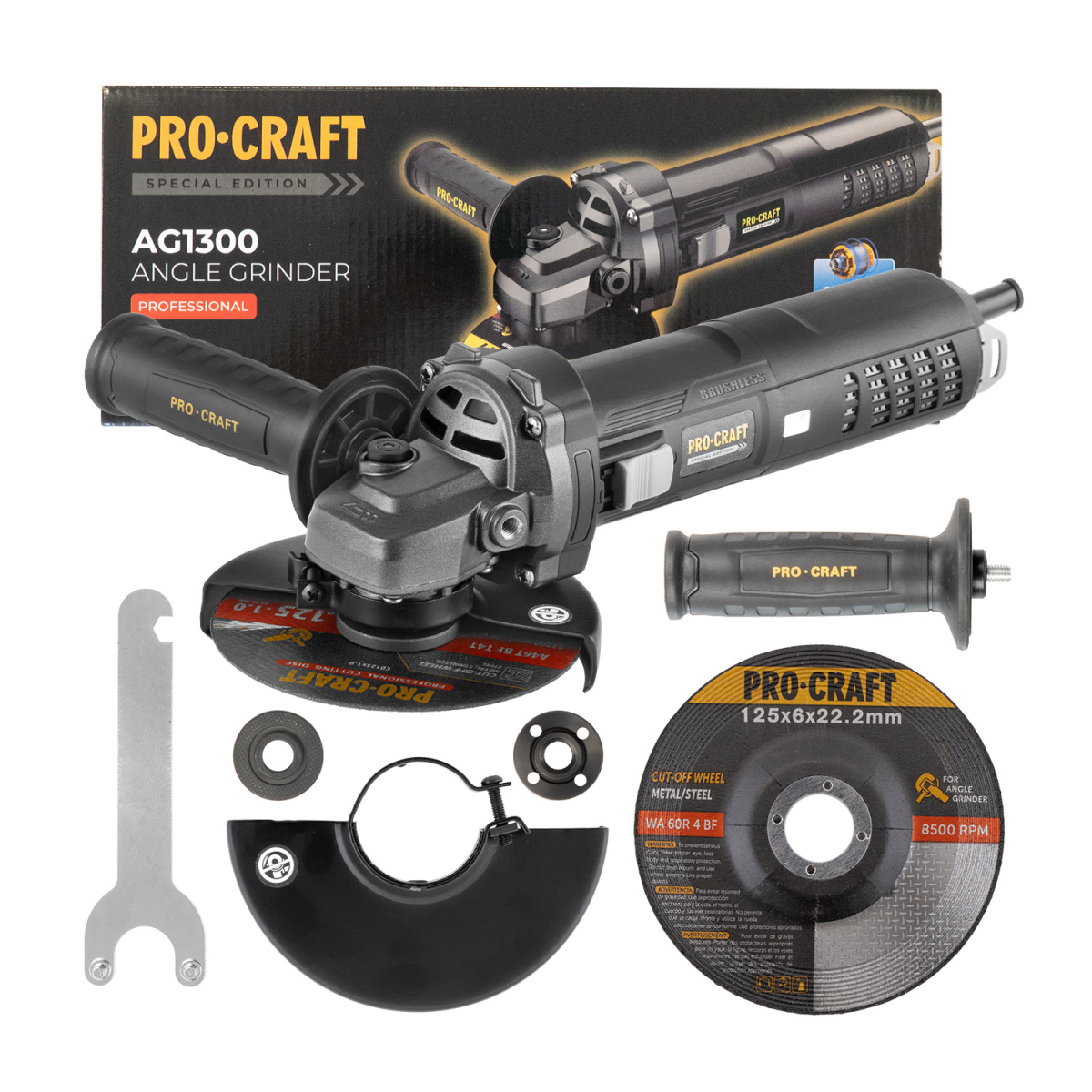 Procraft industrial Úhlová bruska AG1300 Procraft Special BLACK Edition 1300 W AG1300