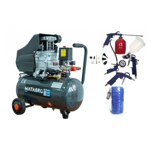 AKČNÍ SET SETMB-K102, Olejový kompresor 24l, 230V s příslušenstvím | 2500W | Matabro - ROZBALENO