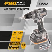 Sada aku vrtací šroubovák CD20Abb, aku rázový utahovák ID20A a sada bitů IBS-41 | SCD20Abb/ID20A-1b/IBS-41 Náhled