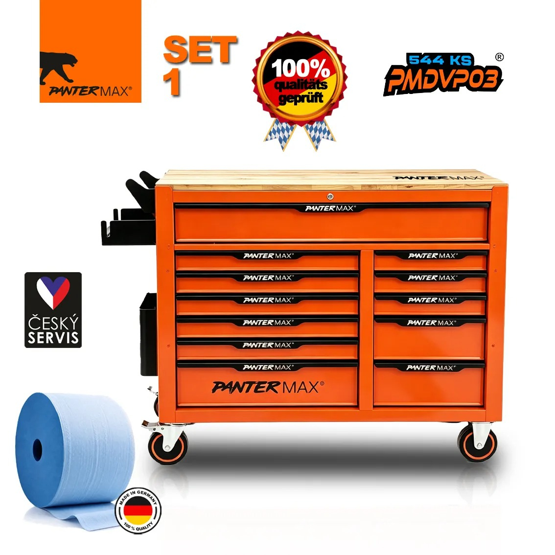 PANTERMAX Dílenský vozík profi DVP03 -  544 ks - 12 zásuvek SET1 PMDVP03_S01