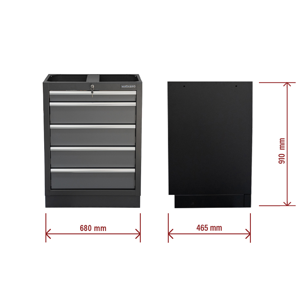 Matabro MB-TGC1305N, Dílenská skříňka | 5 šuplíků | 680 x 458 x 910 mm Náhled