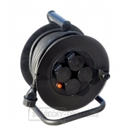 Solight prodlužovací kabel na bubnu, venkovní, 4 zásuvky, černý, 25m gallery main image